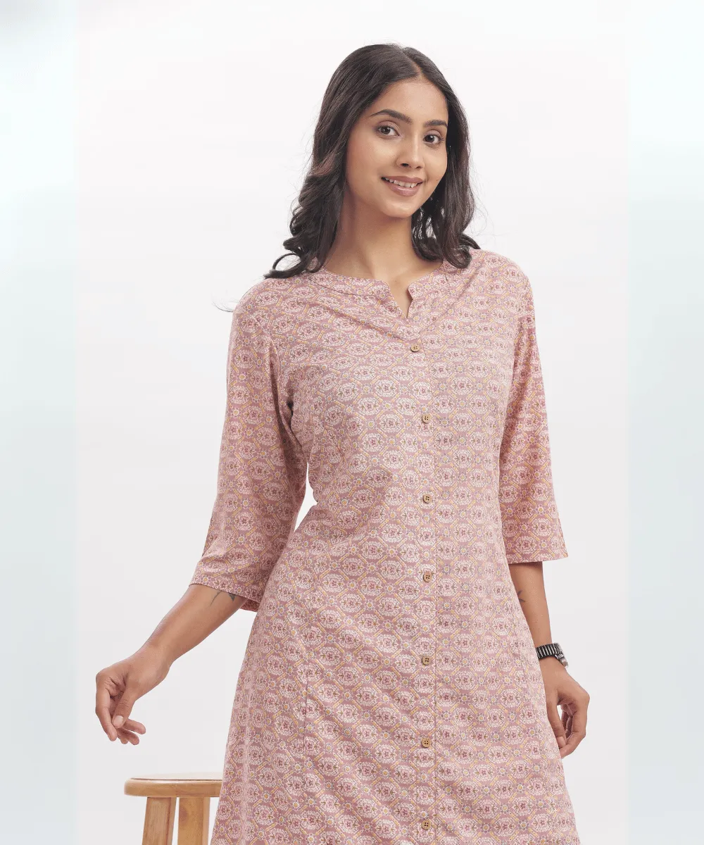 NV_ KS01 Blush Pink – Aline kurta set – top close shot