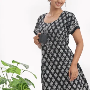 Midnight Bloom Cotton Nighty | Elegant Comfort, Effortless Nightwear